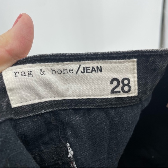 rag & bone 2 tone crop Jeans size 28 black frayed distressed - Picture 9 of 12